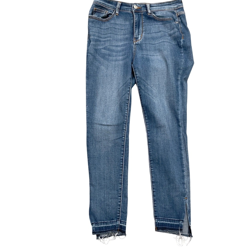Judy Blue Skinny Jeans Women 9/29‎ Blue Frayed Hem Ankle Slit Stretch JB82422MD